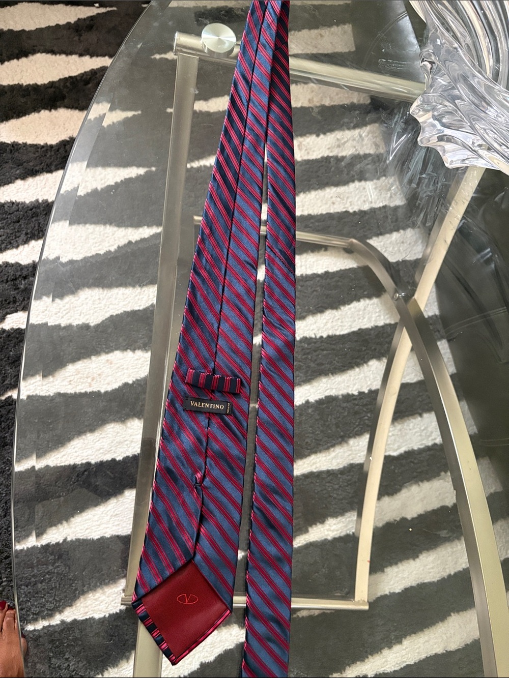 Valentino Red & Blue Striped Silk Tie